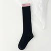Fashion Color Blocked Calf Socks for Women Autumn Winter Cotton Knitted Warm Knee High Sock Ins Korean Girl Pile Long Socks