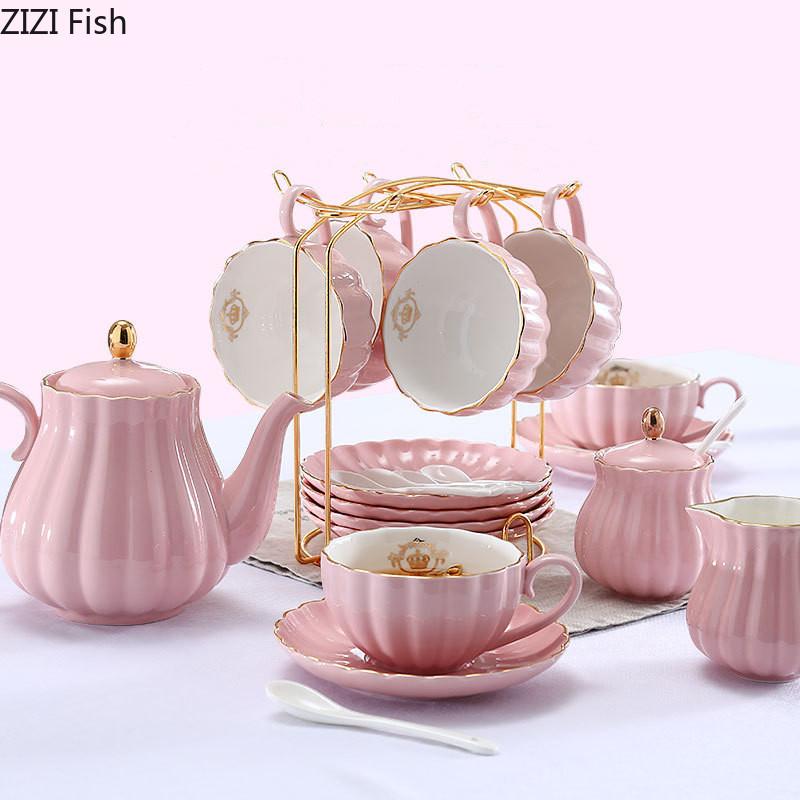 Zestaw filiżanek i spodków do kawy w stylu light luxury, mlecznik, cukiernica, ekspres do kawy, brytyjski styl, zestaw do herbaty do domu i biura, czajnik, ceramiczny kubek