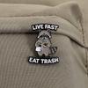Trash Panda Enamel Pins Cartoon Raccoon Live Fast Eat Trash Brooches Lapel Badges Funny Animal Jewelry Gift for Kids Friends