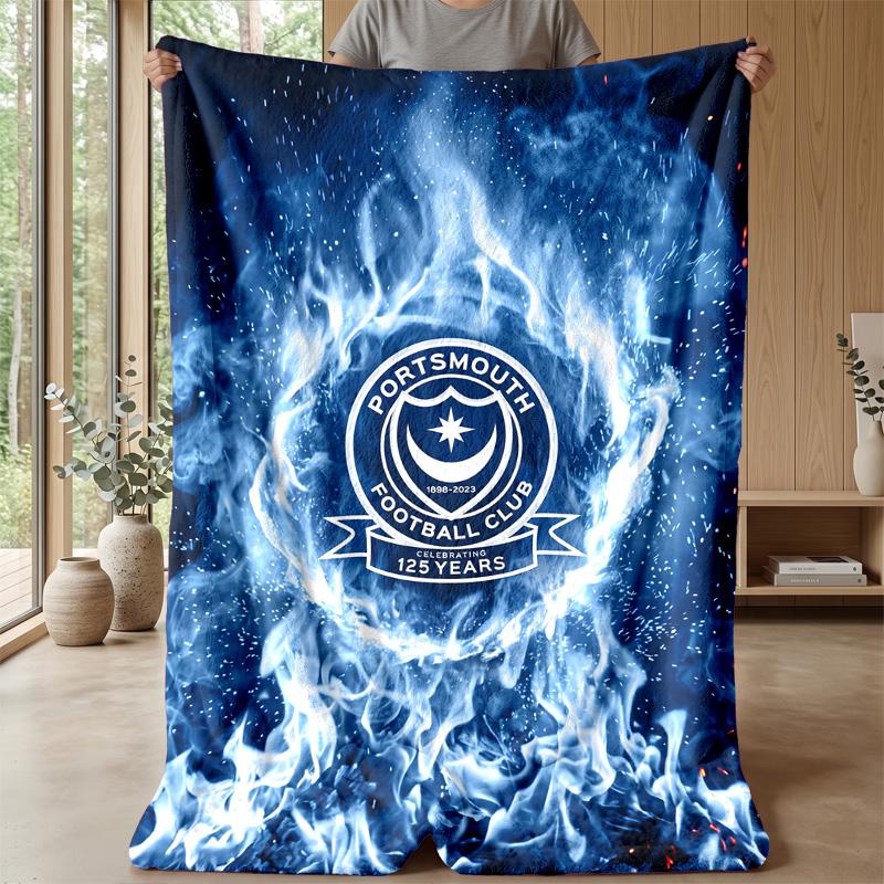 Coperta Morbida in Pile Flanella Portsmouth FC Leggera Accogliente Calda Coperta da Lancio per Divano Letto Decorazione Casa