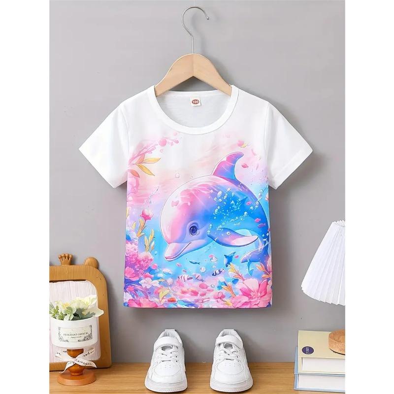 Girls' Clothing Cute Animal Elephant & Deer 3d Print Fashion Casual T-Shirts Funny Girls' T-Shirts