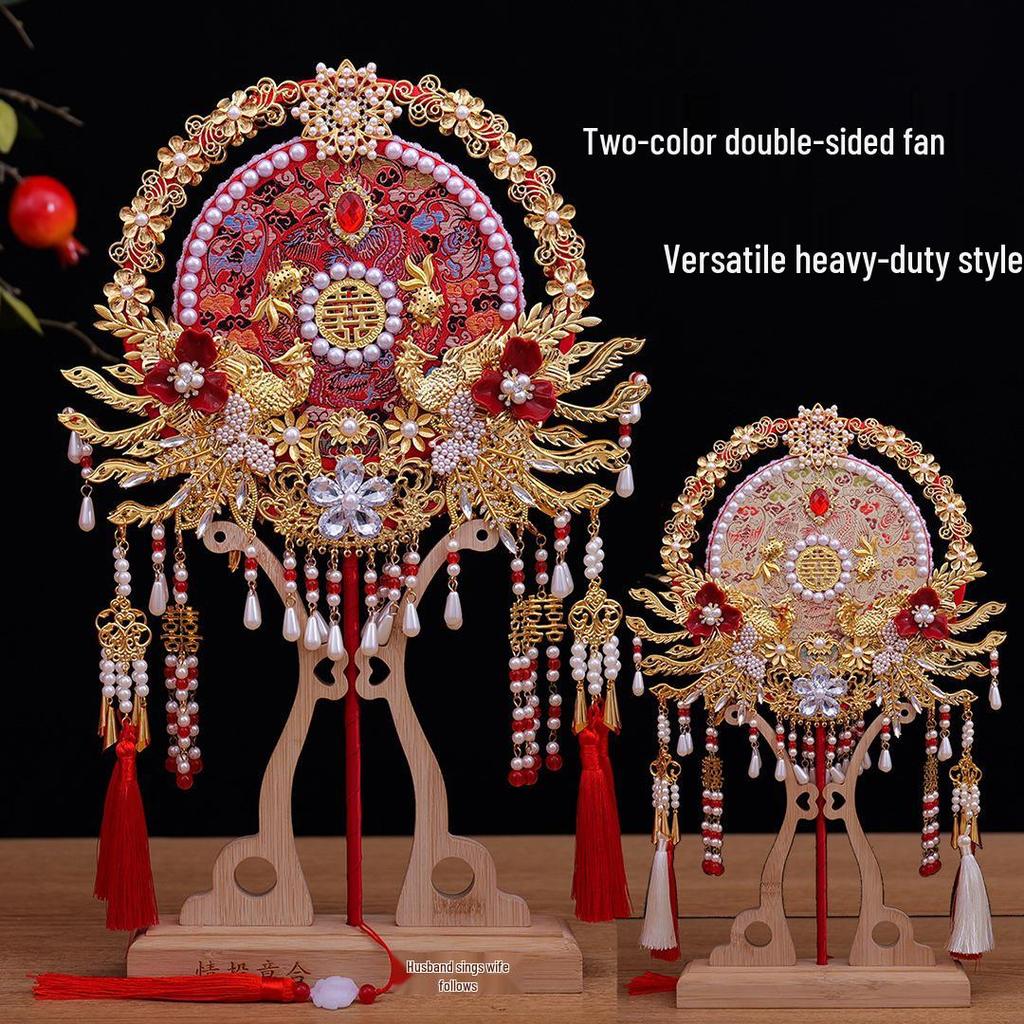 Elegant Dual-Sided Chinese Style Fan for Best Friend's Wedding - Luxury Bridal Gift