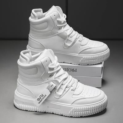 Weiße Sneaker Herren Herren Herbst Sneaker Hohe Stiefel Herren Freizeitschuhe Alleskönner Abriebfest High-Top Weiße Schuhe Slipper