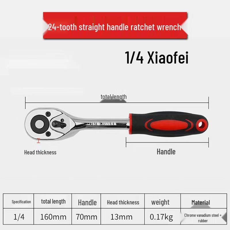 12-Piece Chrome-Vanadium Steel Ratchet & Socket Set for Auto Repair Red Box Large Wrench 10-Piece Set [8-21]