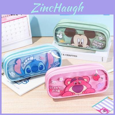 Mickey Mouse Bear Double Layer Pencil Case With Large Capacity For School Students