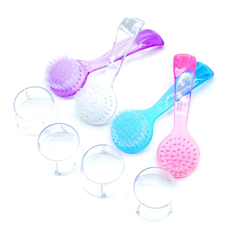 Acrylic Nail Brush Plastic Soft Remove Dust Make Up Washing Brushes Nail Art Manicure Round Head Powder Clean Tool With Cap