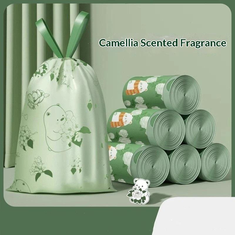Durable Drawstring Trash Bags 50/100 Pack Lime Green Printed Tear-Free Garbage Sacks for Home Kitchen Bathroom Cleaning