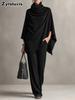Damen Winter Kunstpelz Plüsch Nackenumhang Mantel Weitbeinige Hosen Set