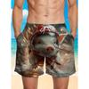 Summer Men's 3D Printed Beach Pants Fashion Versatile Breathable Trend Casual