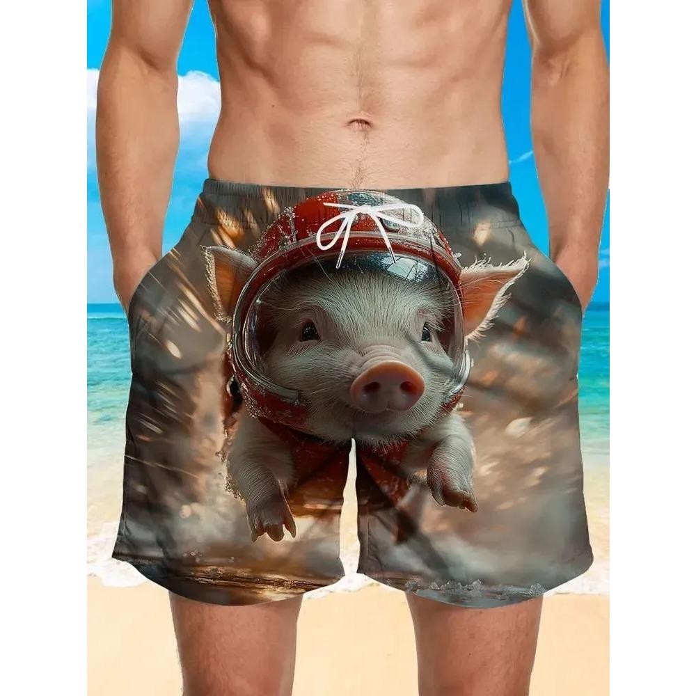 Summer Men's 3D Printed Beach Pants Fashion Versatile Breathable Trend Casual