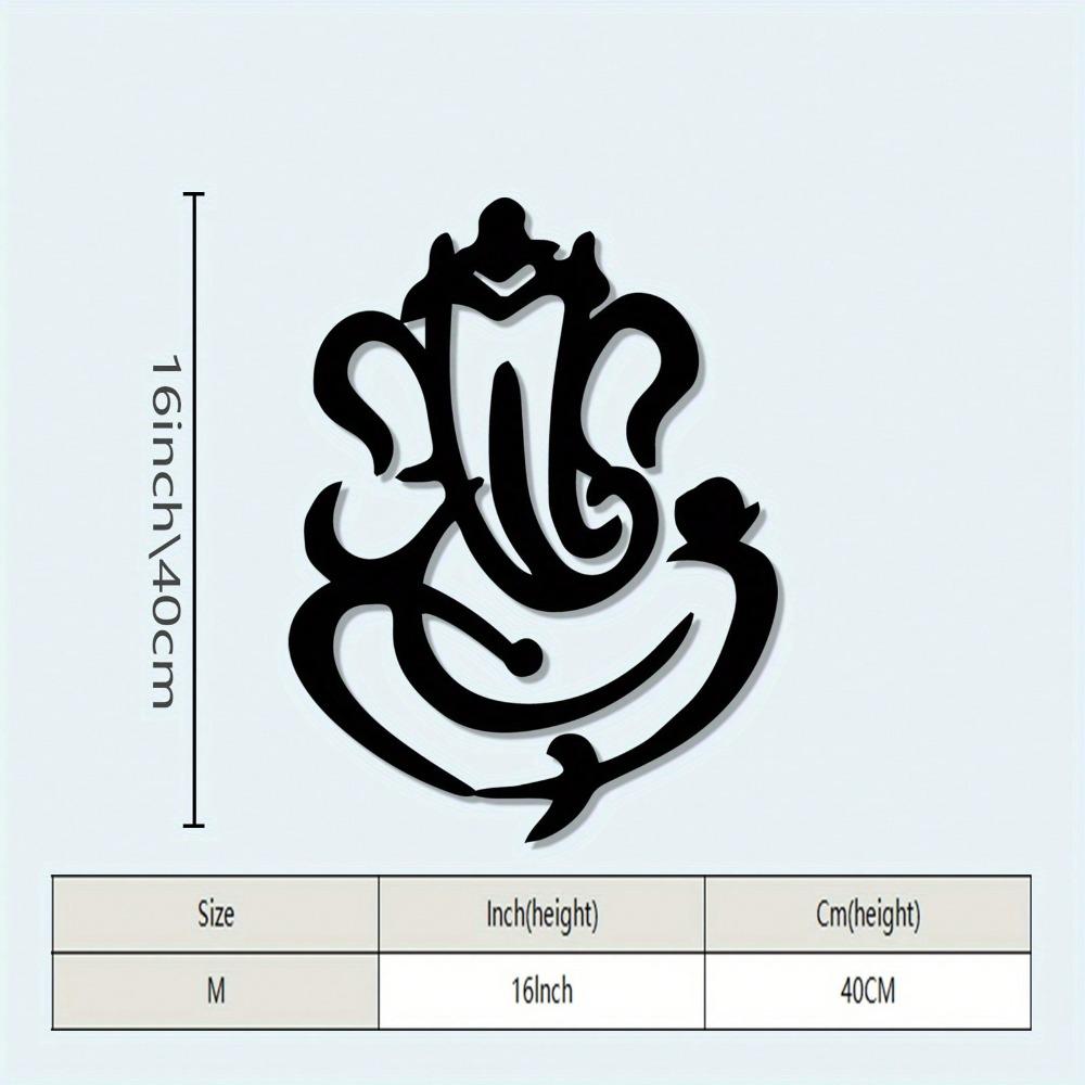 Ganesha Wall Decor Black Metal Wall Art Religious Home Office Meditation Decor