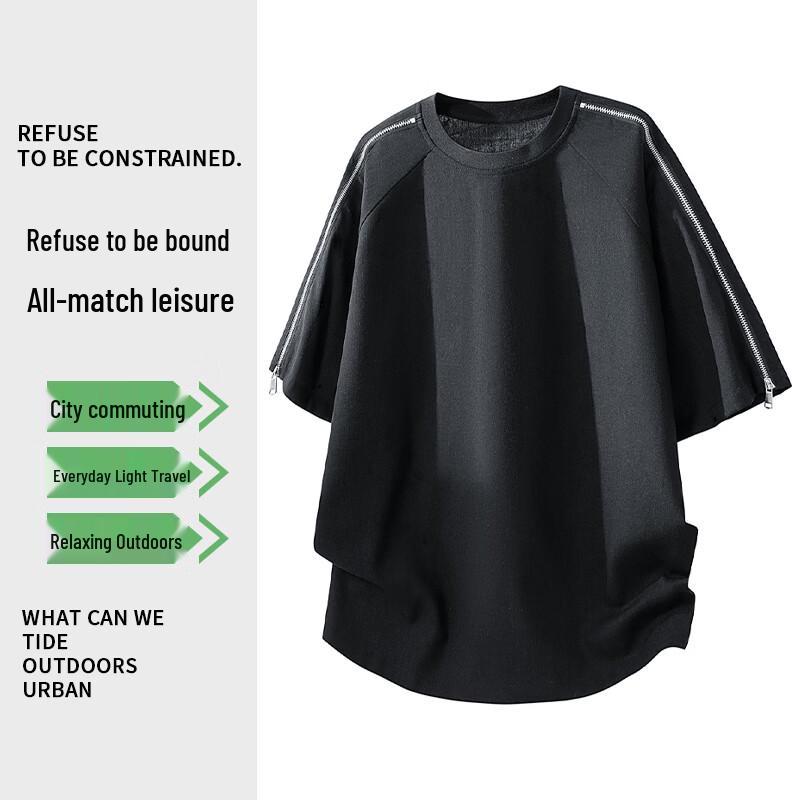 

MEDE Men s Deconstructed Side-Zip Short Sleeve T-Shirt 2XL