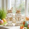 2 st påskhare dekoration bondgårdsstil rustik par kanin bordskylt hem kontor vår påskhelg fest bords mittpunkt prydnad