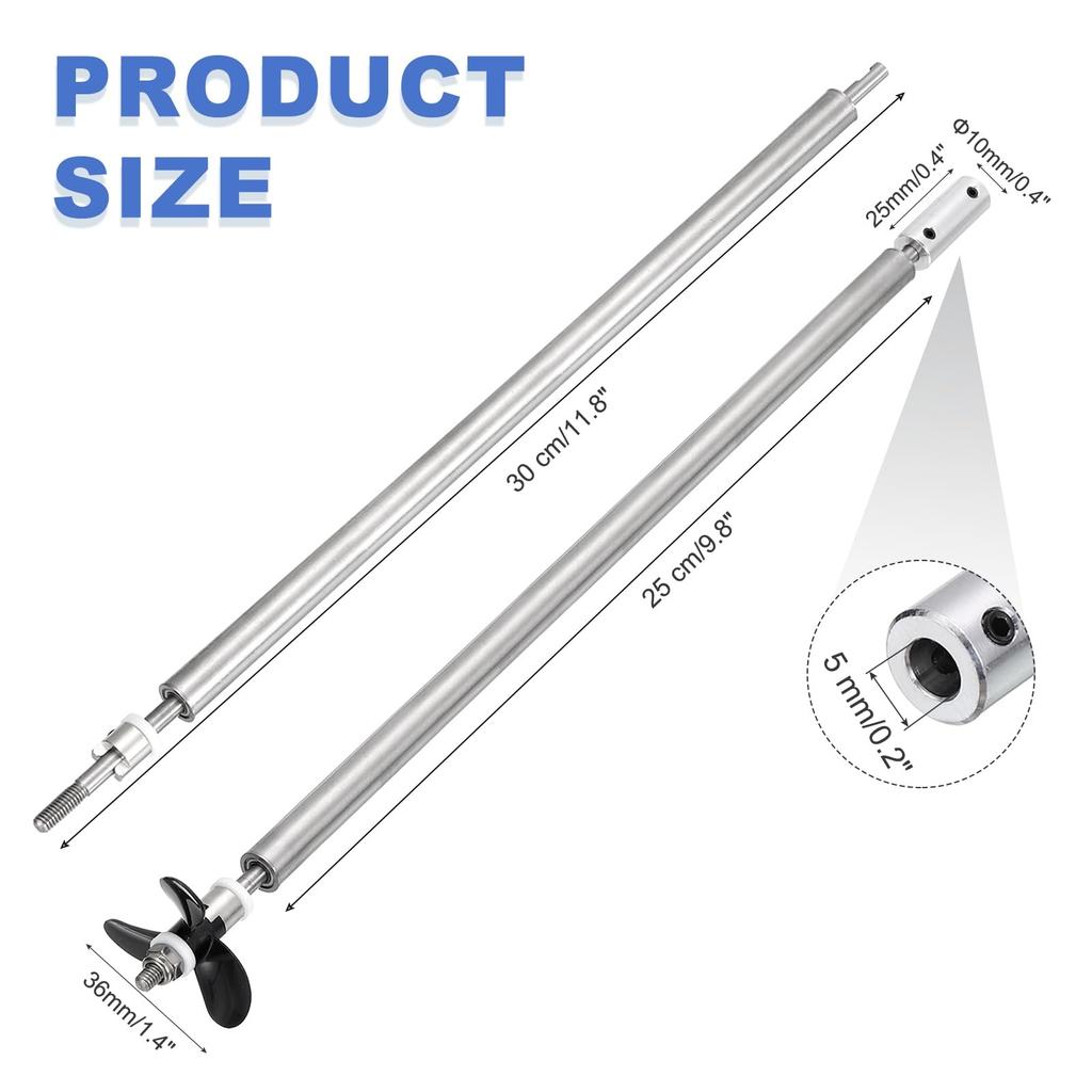 uxcell RC Boat Drive Shaft W Propeller and Coupling Joint Assembly Kit, 300mm Shaft, 25mm Sleeve, 36mm Three-Propeller, 5mm Motor Shaft
