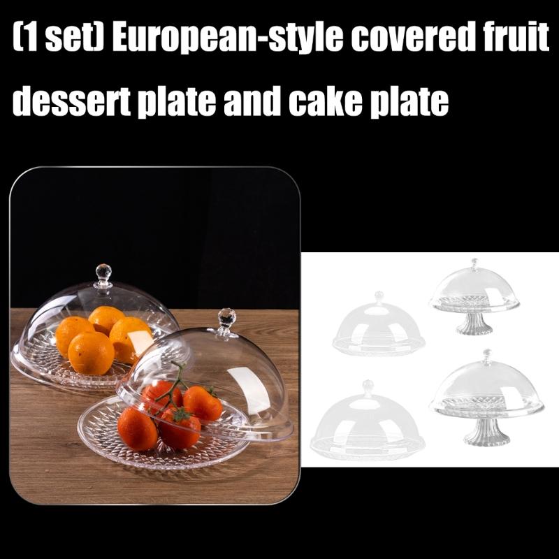 Classical European Covered Snacks Plate With Clear Lid Plastic Fruit Dessert Tray For Food Preservations And Elegant Homes Entertaining