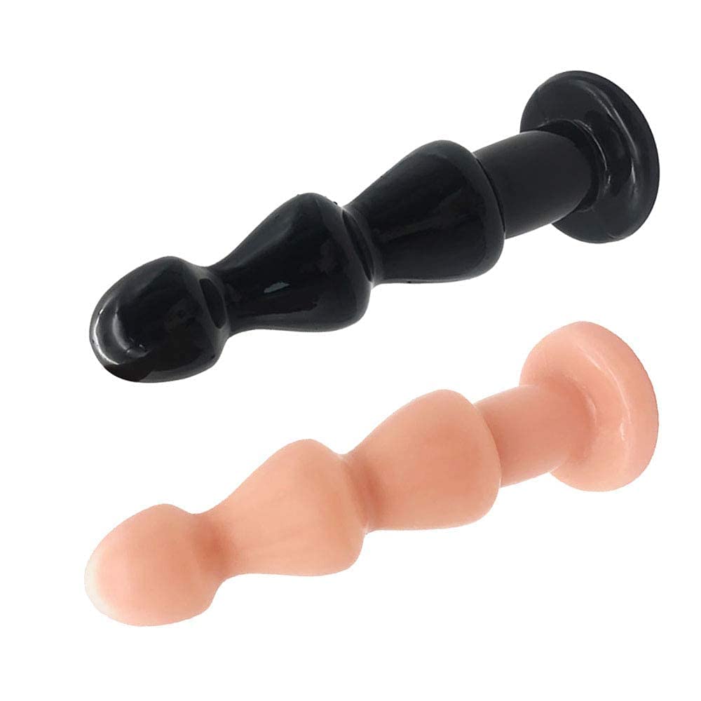 Dildo Super Thick Anal Plug 3 Beads Anal Plug G Spot Prostate Stimulator Anal Widening with Suction Cup Anus Unisex Black