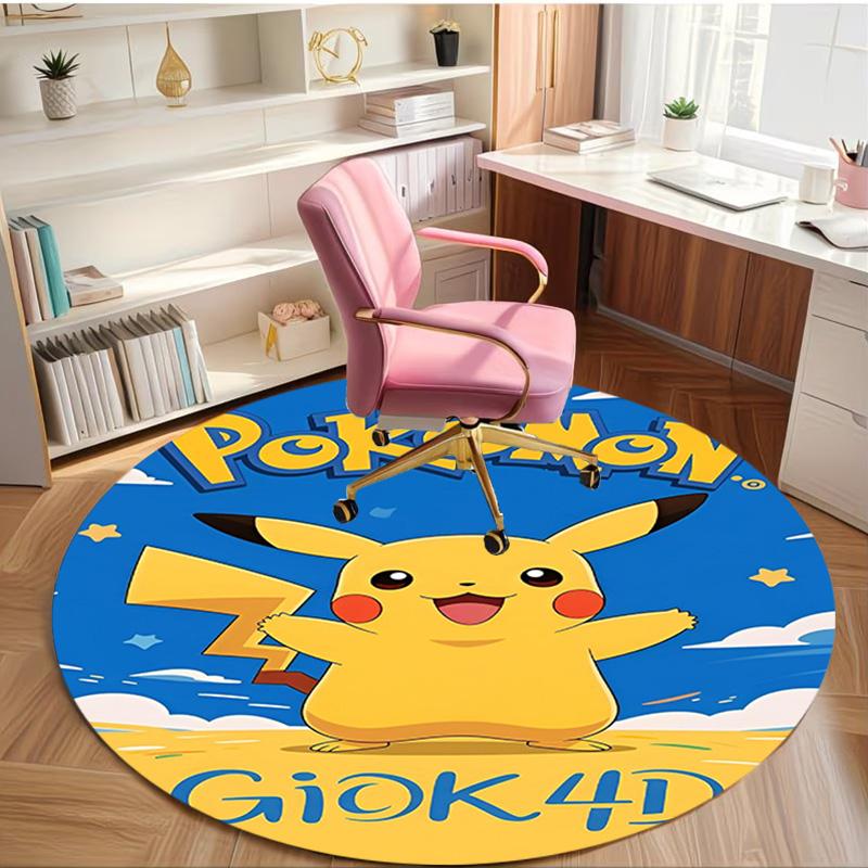 Pokemon Print Round Rug, Washable Floor Carpet, For Entryway Dorm Laundry Room Office Study, Home Decor Birthday Christmas Gift