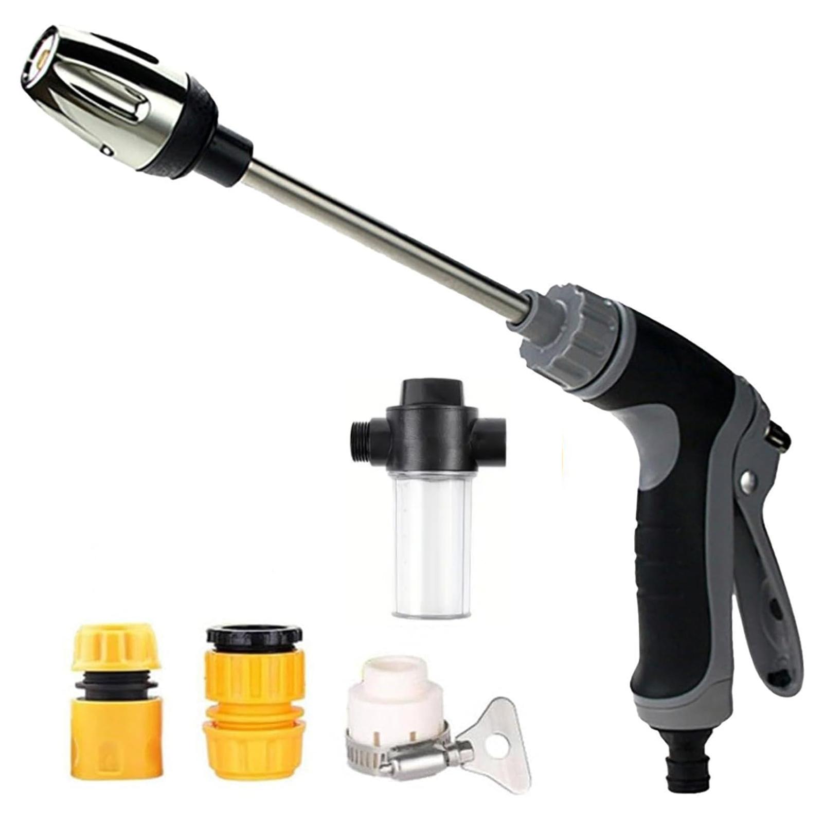 

High Pressure Power Washer Spray Nozzle with Adjustable Water Flow and Multiple Connectors for Garden Cleaning Car Washing and Outdoor Use One Size