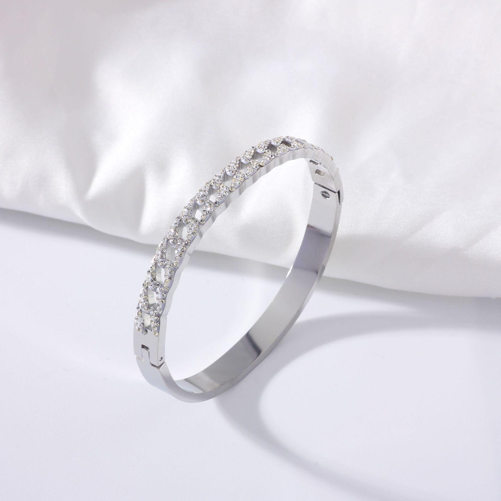 18K Gold Plated Stainless Steel Rhinestone Bracelet