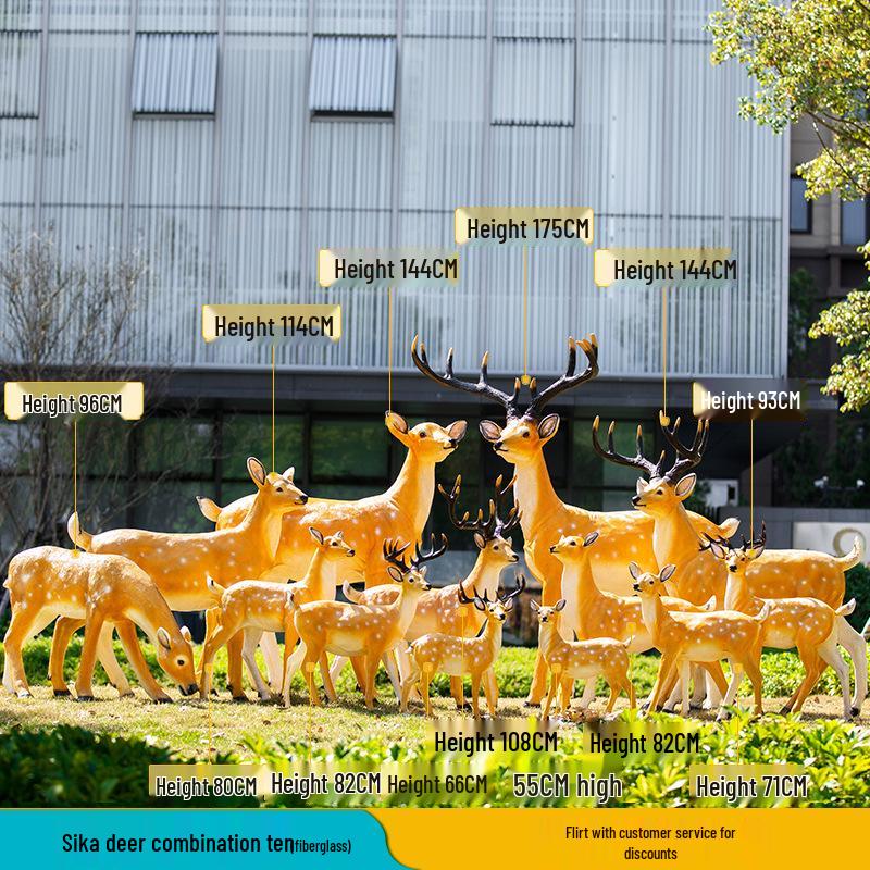 Luminous Fiberglass Sika Deer Sculpture for Garden Lawn Decoration
