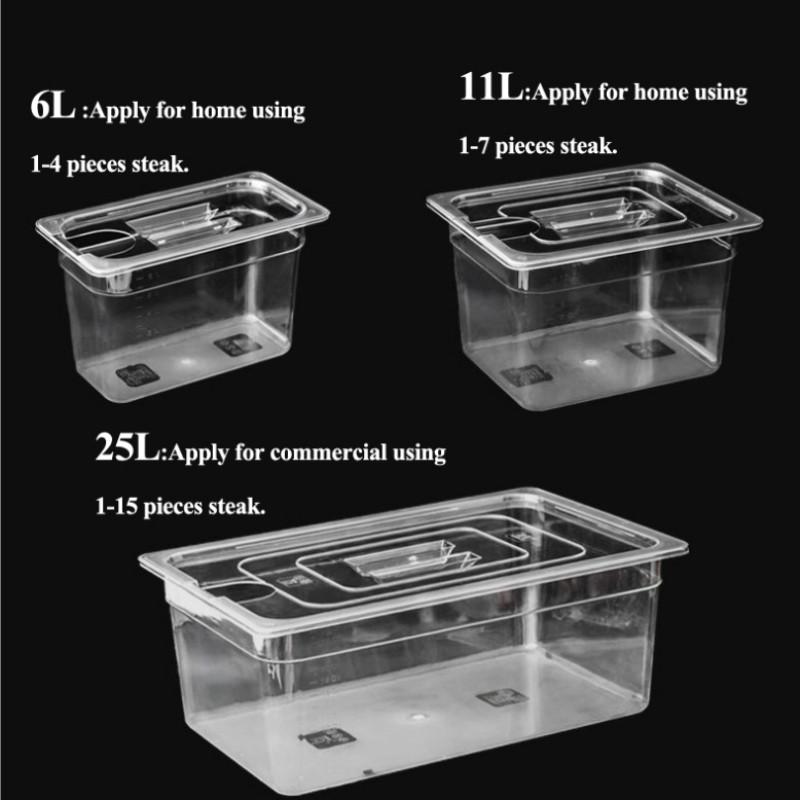 6L/11L/25L Sous Vide Cooker Container Food Grade PC Material Immersion Circulators Sous-Vide Machine Cooking Water Tank
