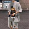 Hong Kong Style Men's Cartoon Short-Sleeve & Shorts Sports Casual Set