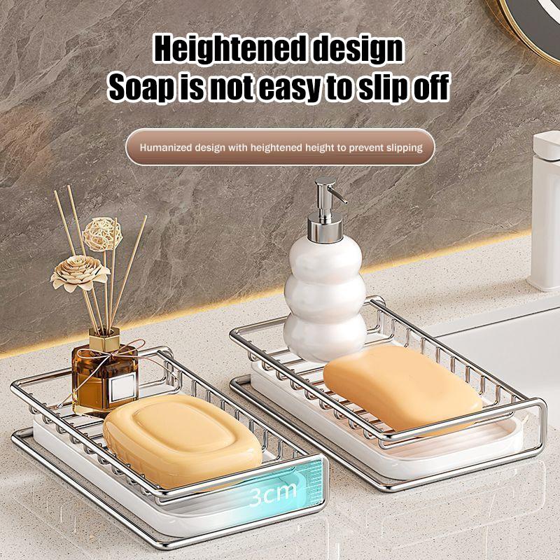 Robust Stainless Steel Soap Tray with Drainage Solution for Kitchen and Bathroom