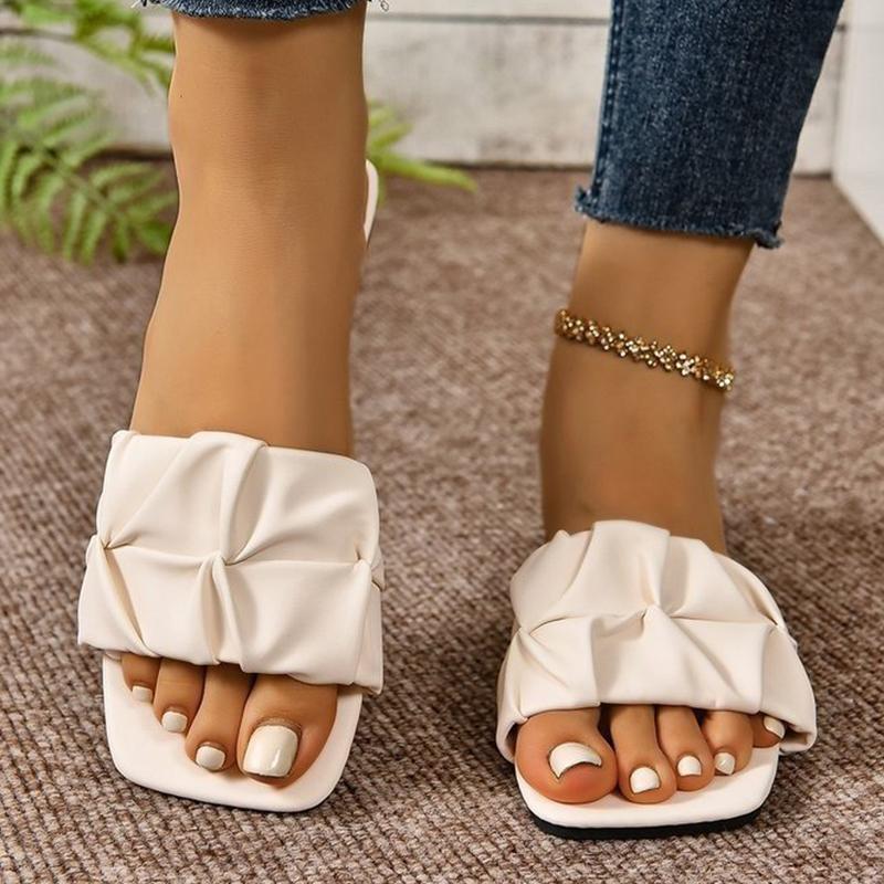 Women's Sandals Fashion Square Head Summer Shoes For Women Flat Sandals Korean Style Slippers Summer Sandalias De Mujer Footwear