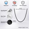 Black Silver Color Twisted Chain Neckace for Men,50-55cm Stainless Steel Chain Links Collars,New Trendy Accessories