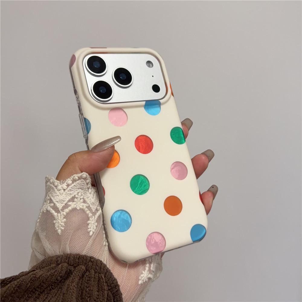 Creative Colorful Heart Polka Dot Case, Compatible with Apple iPhone 17 Pro Max, 15, 14, and 13 for Women