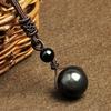 Natural Stone Rainbow Eye Obsidian Ball Pendant Single Bead Necklace Quartz Reiki Healing Lucky Guardian Charm Copper Rope