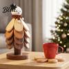 Rustic Farmhouse Kitchen Accessories Collapsible Wooden Trivets for Hot Dishes Tree-Shaped Heat Resistant Potholders Compact Folding Trivet
