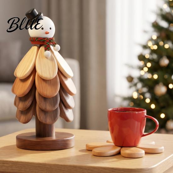 Rustic Farmhouse Kitchen Accessories Collapsible Wooden Trivets for Hot Dishes Tree-Shaped Heat Resistant Potholders Compact Folding Trivet