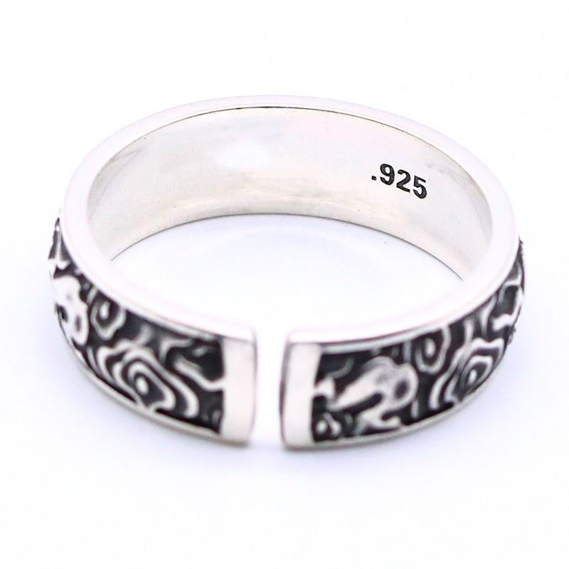 Adjustable Vintage Cloud Motif Ring Men Women Handcrafted Plated Open Band Retro Jewelry