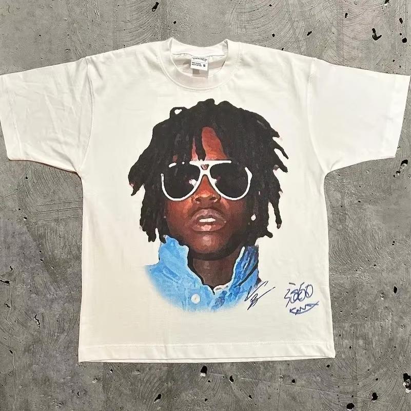 Europe and The United States Summer Women Tshirt Y2k Portrait Print Harajuku Hip Hop Personality Fashion Couple Casual Shirt