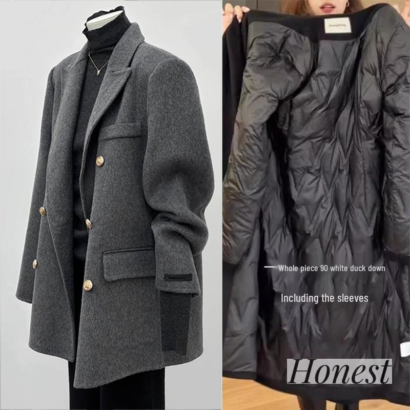 

Petite Grey Woolen Down Liner Winter Coat for Women (2025 Fashion) XL