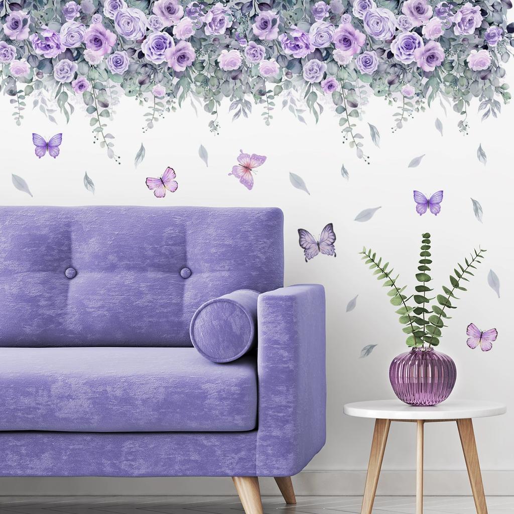 30*90cm Pink Flower Wall Stickers for Living Room Bedroom Background Wall Decor Room Daughter Room Wall Decal Kitchen Wallpaper
