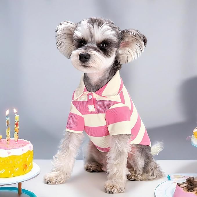 Stripe Dog Shirt Breathable Polo Shirts Summer Dog Clothes for Small Medium Dogs Cat Girl Boy Puppy Chihuahua Yorkie Pet Apparel