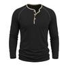Spring Autumn Men's Cotton Henry Collar T-Shirts American Style Fashion Smart Casual Tees Tops Men Patchwork Breathable Tshirt
