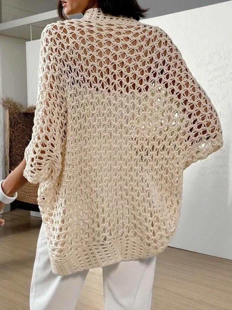 European Knit Short Sleeve Shawl Cardigan