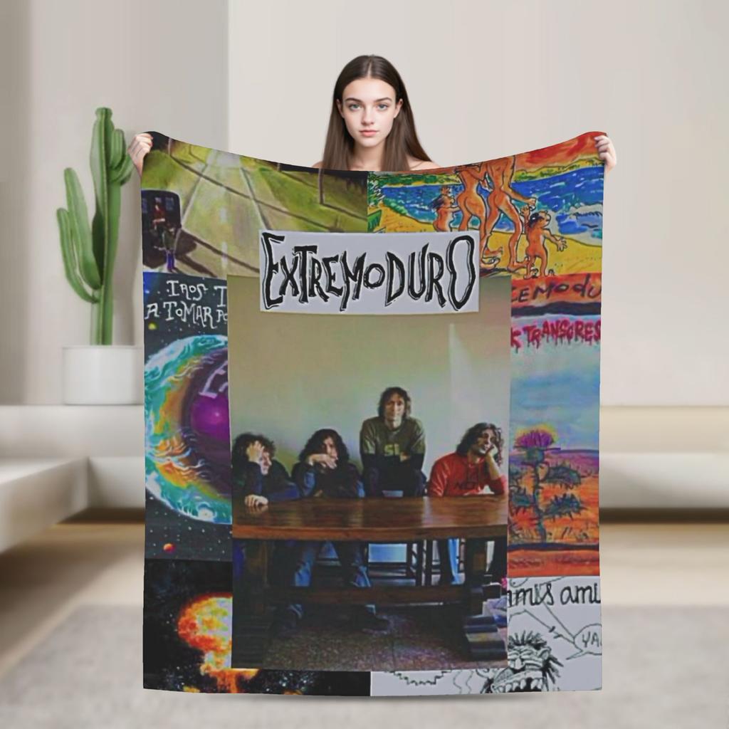 Coperta da viaggio Extremoduro Rock Band Premium Pile Flanella Leggera Coperta da Letto Coperta Morbida e Soffice Uso Stagione Singola