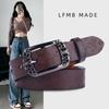 Black Belt Women'S Style Jeans With Cowhide Belt Fashionable Simple Decoration Retro Belt Women'S Trend