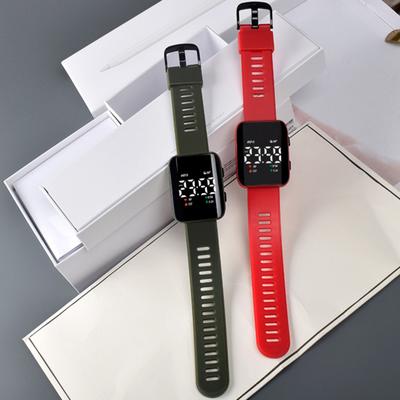 Casual Digital Sport Watches LED Digital Display Large Square Dial Ergonomic Design Silicone Wristband Watch