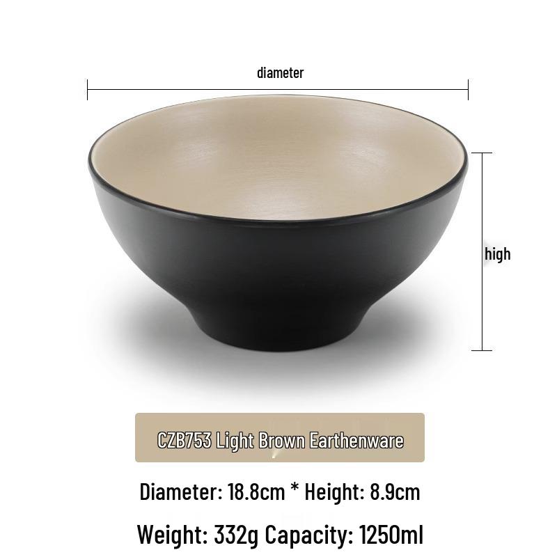 Large Frosted Melamine Ramen Bowl - Japanese-Style Restaurant Noodle Bowl for Mala Tang, Luosifen, Soup, and Rice Noodles
