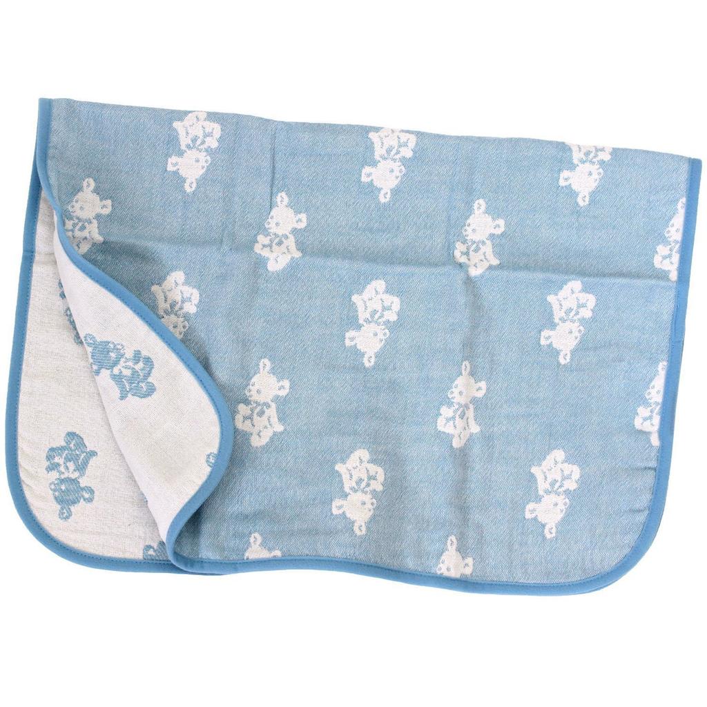 hiorie Made in Japan gauze baby mini blanket bear baby gauze birth blanket (Hiorie) 4-ply blanket, size, pattern, blue, blanket, gift,