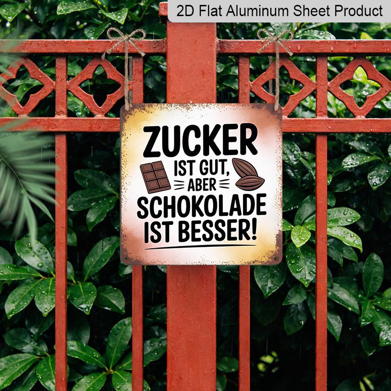 2D Flat - 1pc, Vintage Metal Sign, Outdoor Plaque & Wall Decoration, Chocolate Is Better Sign, German Humorous Kitchen Decor, Chocolate Bar Design