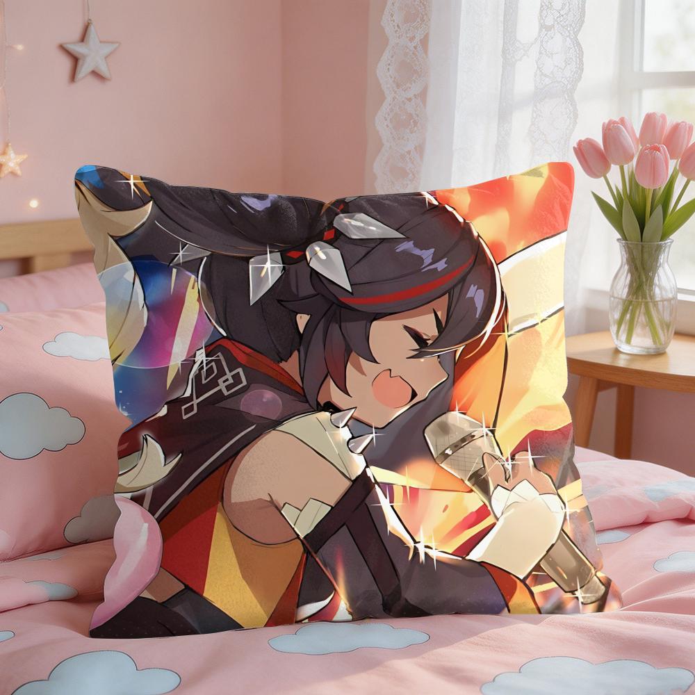 Xinyan Genshin Impact Cushion Cover Square Short Plush Pillow Case Living Room Sofa Home Decor Funda X