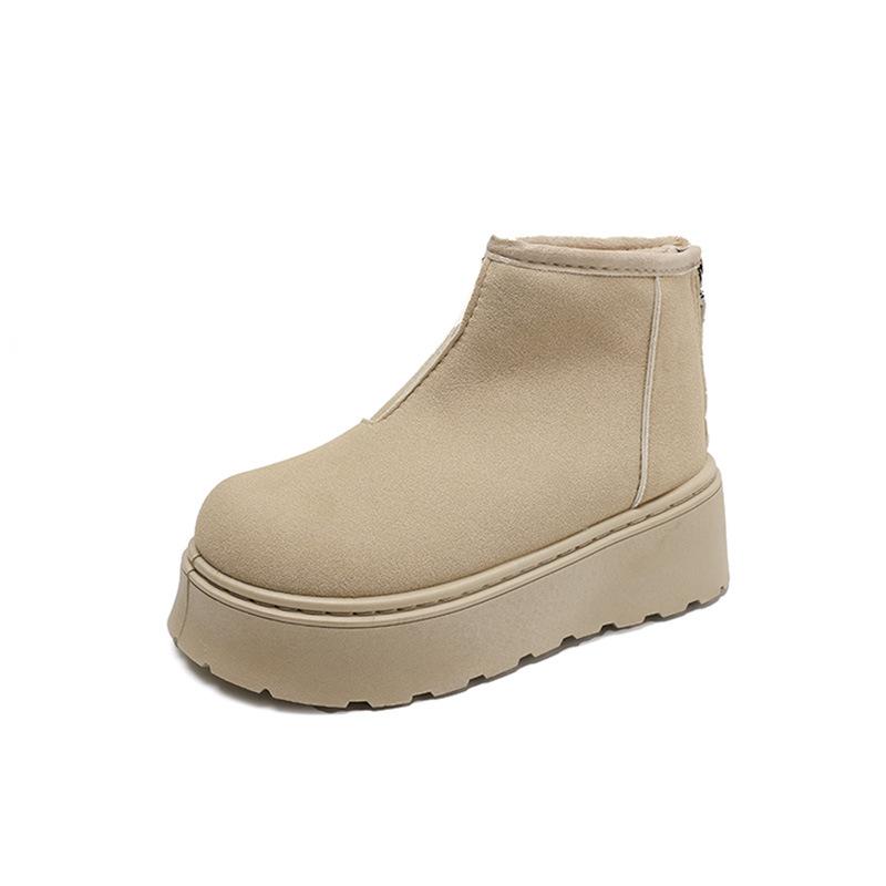 Mode warme Plateau-Schneeboots Damen neue Winter Samt Baumwollschuhe Reißverschluss hinten lässige kurze Damenstiefel