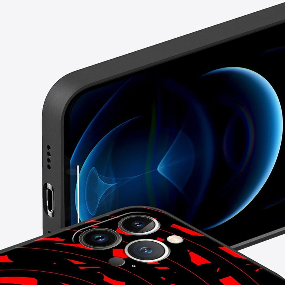 Black Red Ripple Art Phone Case Cover for iPhone 17 16 15 14 13 12 Pro Max 11 Pro Max 17 AIR Plus Shockproof Soft TPU Shell Bags