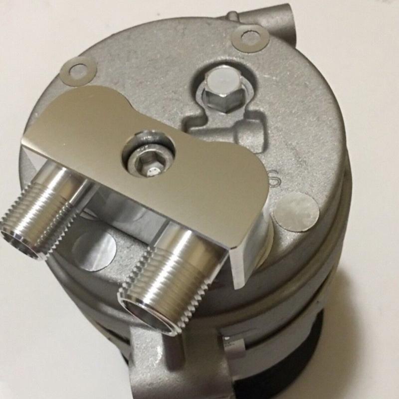 A/C Compressor Adapter Fitting A/C Compressor Fitting Adapter Replacement Aluminum Polished Finish